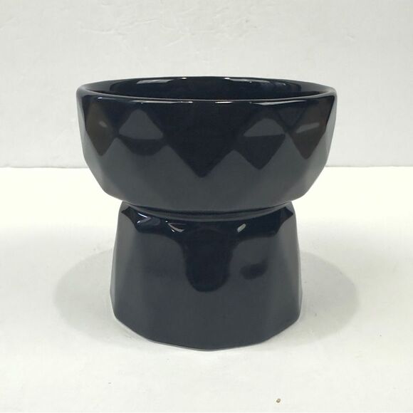 Ceramic raised pet food bowl black dog or cat - Picture 1 of 7